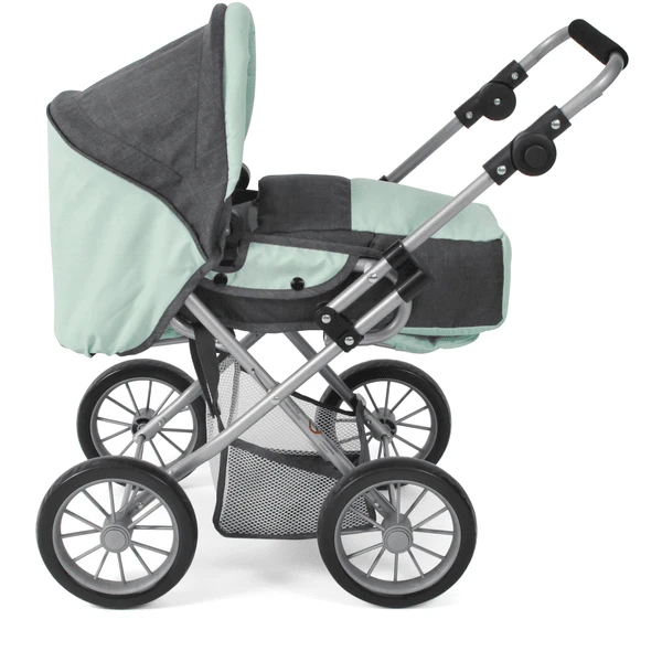 BAYER CHIC 2000 Combi Poppenwagen LENI Melange Antraciet-mint 2 BAYER CHIC 2000 Combi Poppenwagen LENI Melange Antraciet-mint - Afbeelding 2