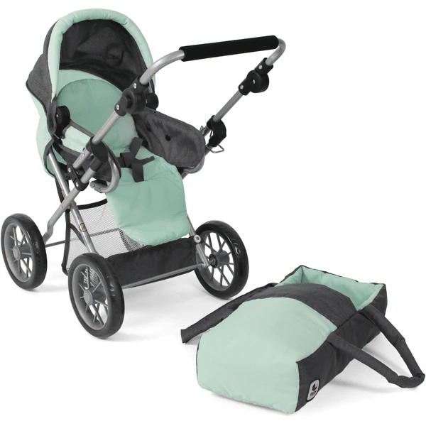 BAYER CHIC 2000 Combi Poppenwagen LENI Melange Antraciet-mint 4 BAYER CHIC 2000 Combi Poppenwagen LENI Melange Antraciet-mint - Afbeelding 4
