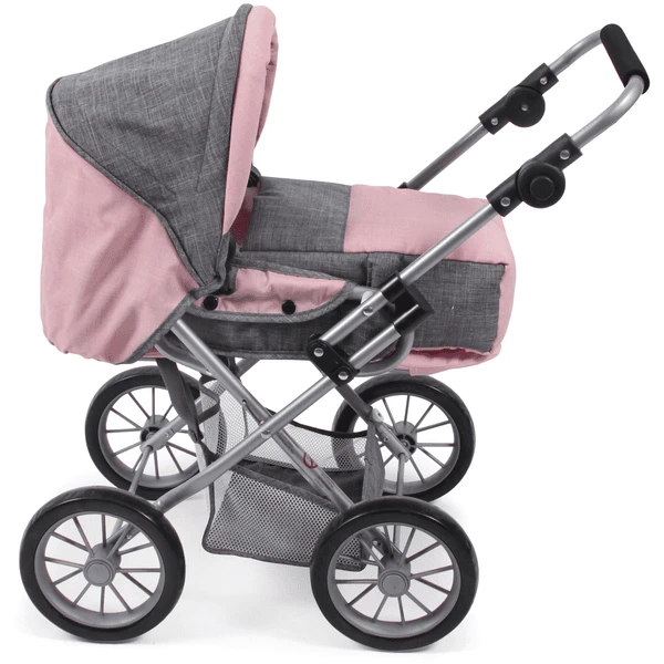 BAYER CHIC 2000 Combi Poppenwagen LENI Melange Grijs Roze 2 BAYER CHIC 2000 Combi Poppenwagen LENI Melange Grijs Roze - Afbeelding 2