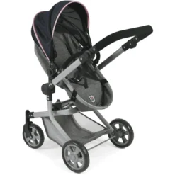 BAYER CHIC 2000 Combi Poppenwagen "MIKA" Melange Grijs-navy -Speelgoed Voor Kinderen bayer chic 2000 combi poppenwagen mika melange grijs navy a296785 2