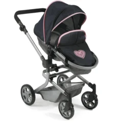 BAYER CHIC 2000 Combi Poppenwagen "MIKA" Melange Grijs-navy -Speelgoed Voor Kinderen bayer chic 2000 combi poppenwagen mika melange grijs navy a296785 4