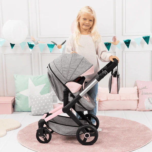 Bayer Design Combi Poppenwagen Xeo Grijs/Roze 2 Bayer Design Combi Poppenwagen Xeo Grijs/Roze - Afbeelding 2