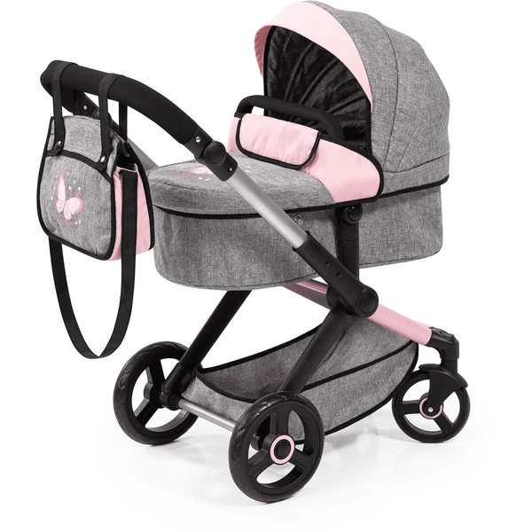 Bayer Design Combi Poppenwagen Xeo Grijs/Roze 1 Bayer Design Combi Poppenwagen Xeo Grijs/Roze