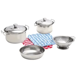 BINO Pannenset RVS Voor Kinderen, 8-delig -Speelgoed Voor Kinderen bino pannenset rvs voor kinderen 8 delig a013427 2