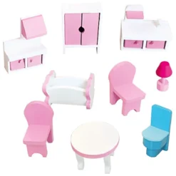 Bino Poppenhuis LED-verlicht, 9-delig -Speelgoed Voor Kinderen bino poppenhuis led verlicht 9 delig a350234 2