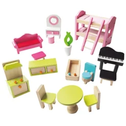 Bino Poppenhuis Met Balkon, 15-delig -Speelgoed Voor Kinderen bino poppenhuis met balkon 15 delig a350235 3