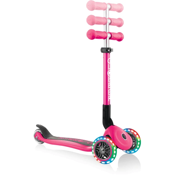 GLOBBER JUNIOR FOLDABLE LIGHT S Lime Fuchsia Roze, Met Verlichte Wielen En Rugza 2 GLOBBER JUNIOR FOLDABLE LIGHT S Lime Fuchsia Roze, Met Verlichte Wielen En Rugza - Afbeelding 2