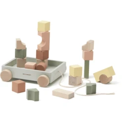 Kids Concept ® Trolley Met Houten Blokken Edvin -Speelgoed Voor Kinderen kids concept trolley met houten blokken edvin a410892 3