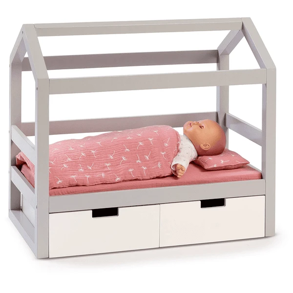 MUSTERKIND ® Poppenhuis Bed Viola Grijs/wit 1 MUSTERKIND ® Poppenhuis Bed Viola Grijs/wit