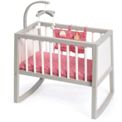 MUSTERKIND ® Poppenwieg Viola Grijs/wit/oud Roze