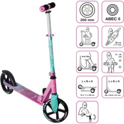 Muuwmi Aluminium Scoot Er 200 Mm Roze-turquoise -Speelgoed Voor Kinderen muuwmi aluminium scoot er 200 mm roze turquoise a353055 4