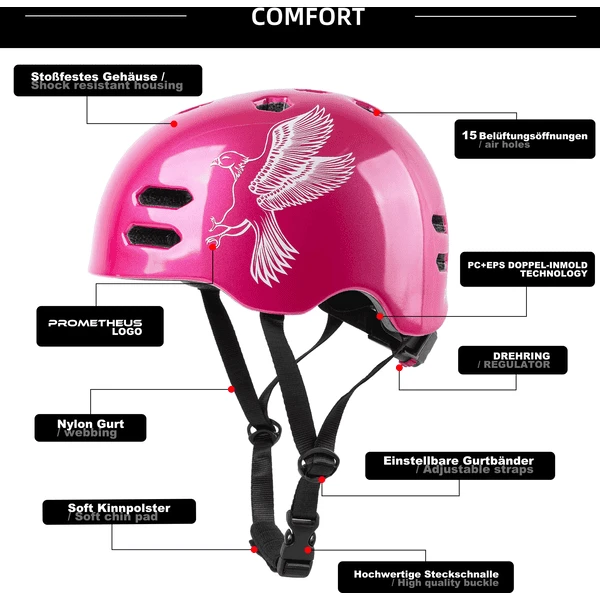 PROMETHEUS BICYCLES Fietshelm Maat S 53-55 Cm, Roze/wit, Roze/wit 2 PROMETHEUS BICYCLES Fietshelm Maat S 53-55 Cm, Roze/wit, Roze/wit - Afbeelding 2